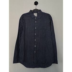 Billy Reid Spread Collar Plaid Shirt Men’s Gray & Blue Standard Cut